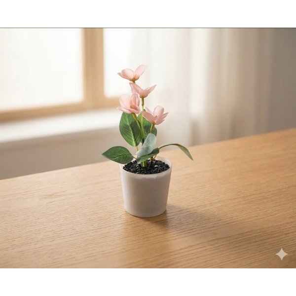Maceta artificial c/flores rosa 17*6*6 1188