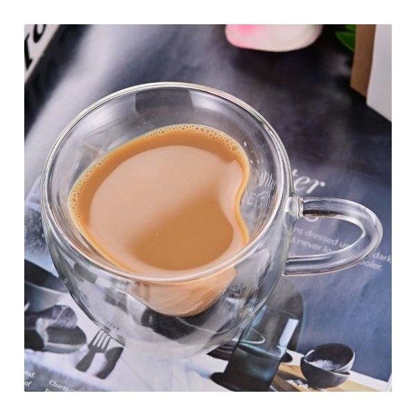 Vaso de vidrio doble corazon 3448