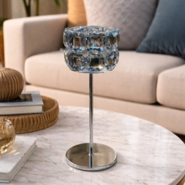 Candelabro vidrio y  silver plateado  27*8 0640