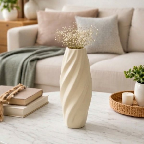 Florero ceramica blanco 19*11 1884b
