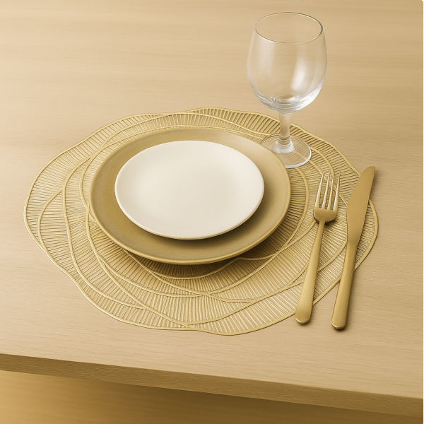 Individual rosa pvc dorado 3707