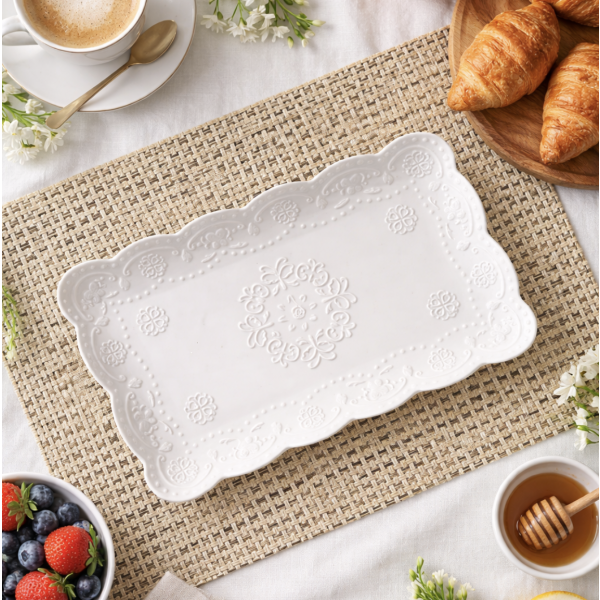 Bandeja ceramica ondas S 25*16 cm 1411