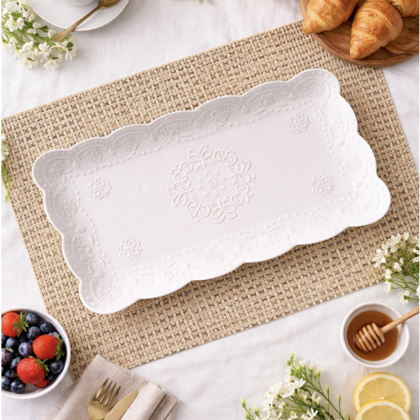 Bandeja ceramica ondas L 32*18*3 cm 1411