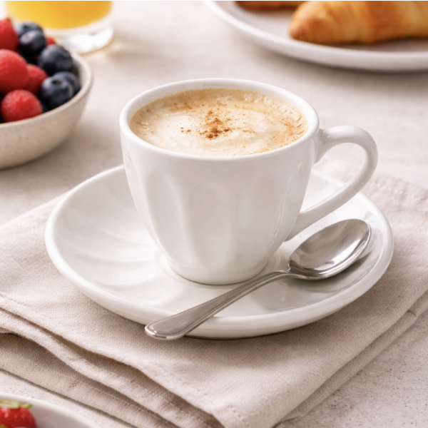 Taza con plato ceramica crema 165 ml