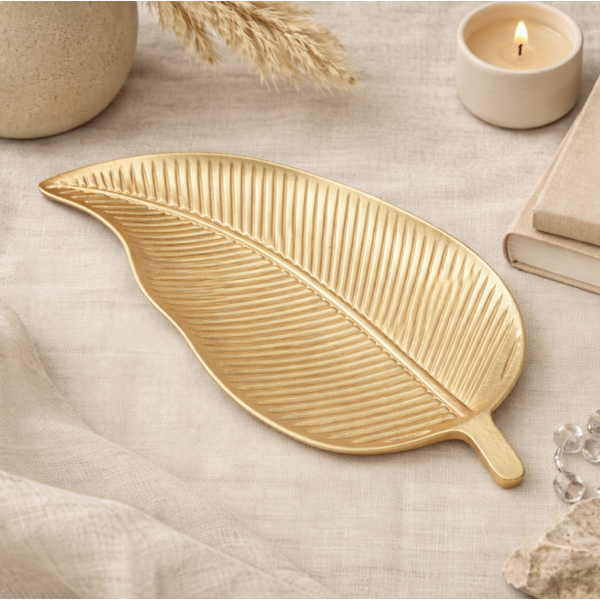 Centro de mesa hoja 35*17 dorado 4238