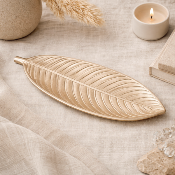 Centro de mesa hoja 26*10 dorada 4243