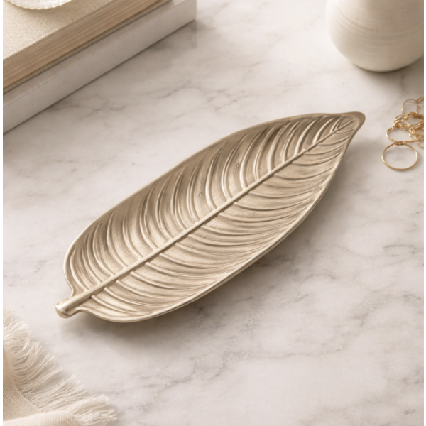  Centro de mesa hoja 26*10 champagne 4245