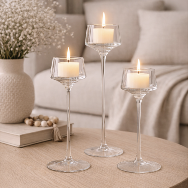 Candelabros de vidrio set x3 3906