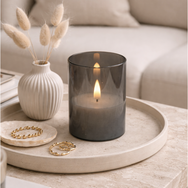 Vela recipiente de vidrio 7.5*7.5*12.5 1407 negra