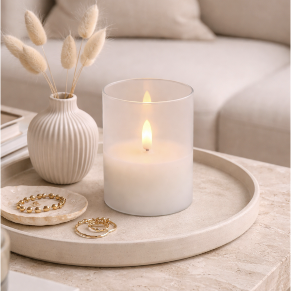 Vela recipiente de vidrio 7.5*7.5*12.5 1407 blanca 