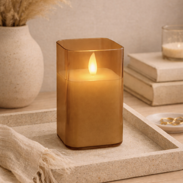 Vela recipiente de vidrio 7.5*7.5*12.5 1413 marron