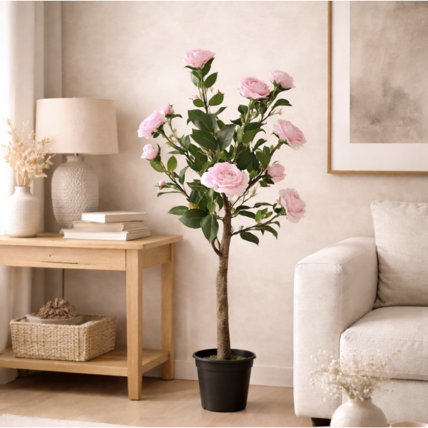  planta Maceta arbol flores rosa 80 cm 2733
