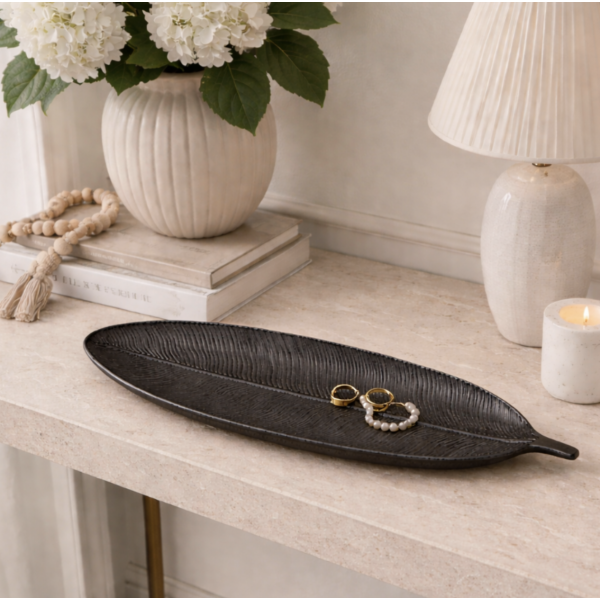 Centro de mesa hoja 40*14.5 negra 4199 