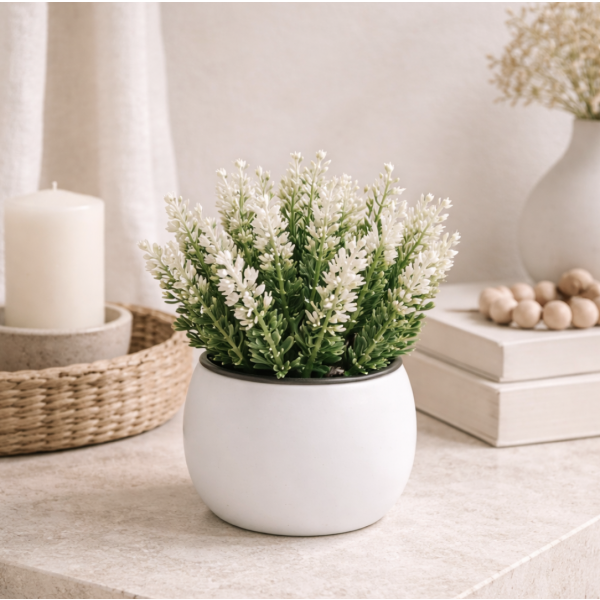 Planta artificial maceta 8.5*8.5*14 blanca 2402