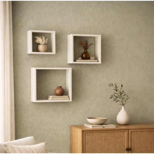 Cubo flotante x 3 madera Blanco rm3027