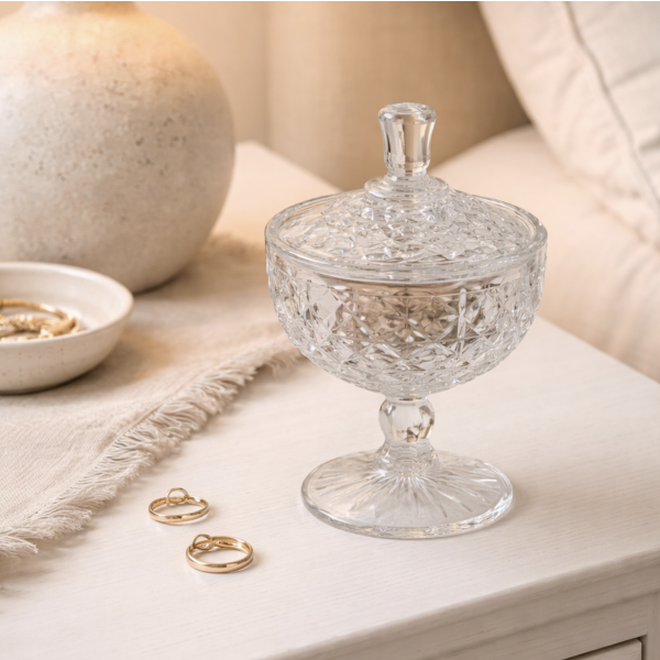 Caramelera de vidrio con pie 3433