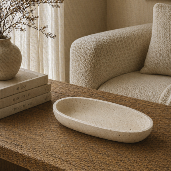 Bandeja oval concreto 22*9 109 beige