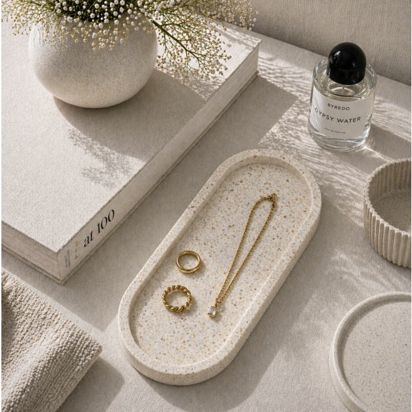 Bandeja oval concreto 24*10 beige 135 