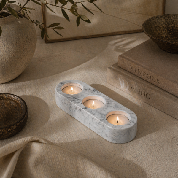 Porta velas triple concreto 18*6 marmol 115