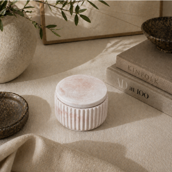 Potiche con tapa concreto 10*6 rosa 131