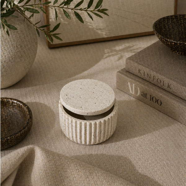 Potiche con tapa concreto 10*6 beige 131