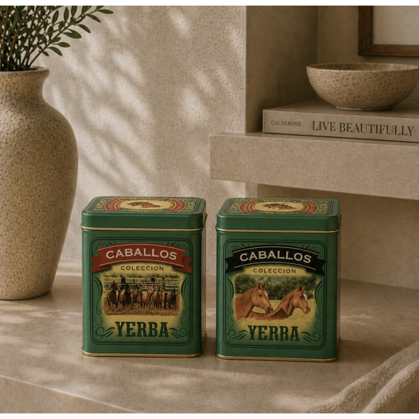 Lata yerba baja vertedora caballos
