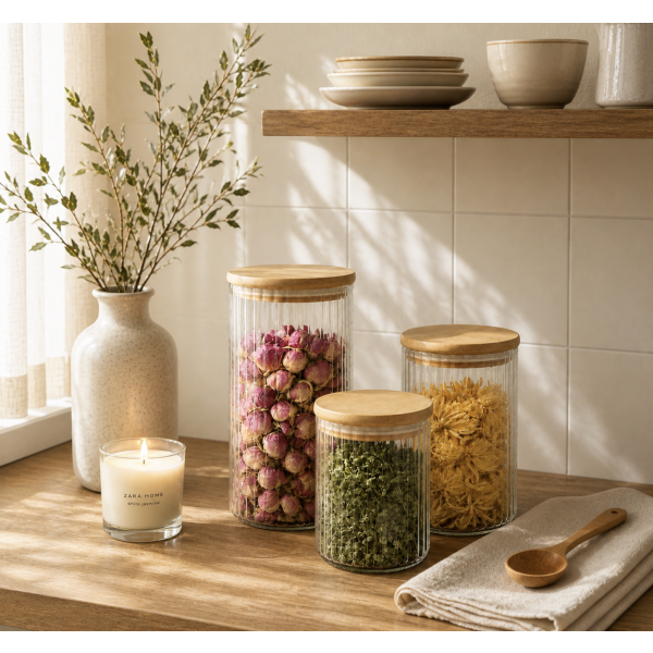 Frasco vidrio bamboo 800 ml 8640