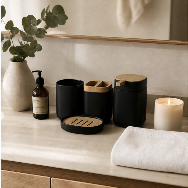 Set de baño classic x4 negro 1051
