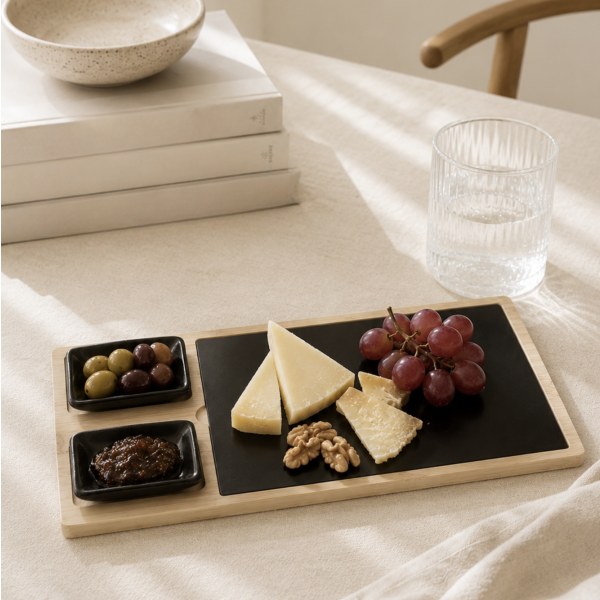 Tabla p/queso bamboo y vidrio 34*16 3983 7329 PROMO