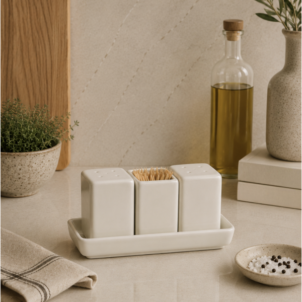 Set condimentero ceramico x3