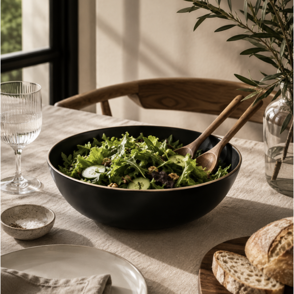 Ensaladera negra borde natural 25cm 1344/5515  PROMO 