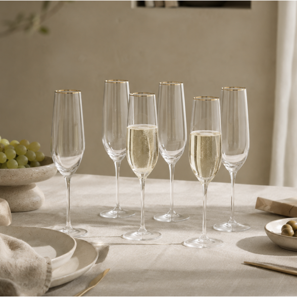 Copas de champagne dore set x6 