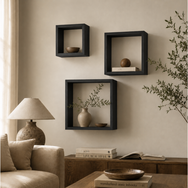 Estantes cubos flotantes x3 rm3027 negro
