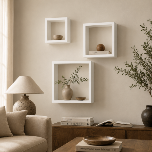 Estantes cubos flotantes x3 rm3027 blanco