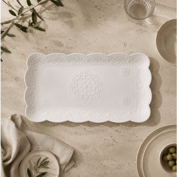 Bandeja ceramica ondas S 25*16 cm 1411