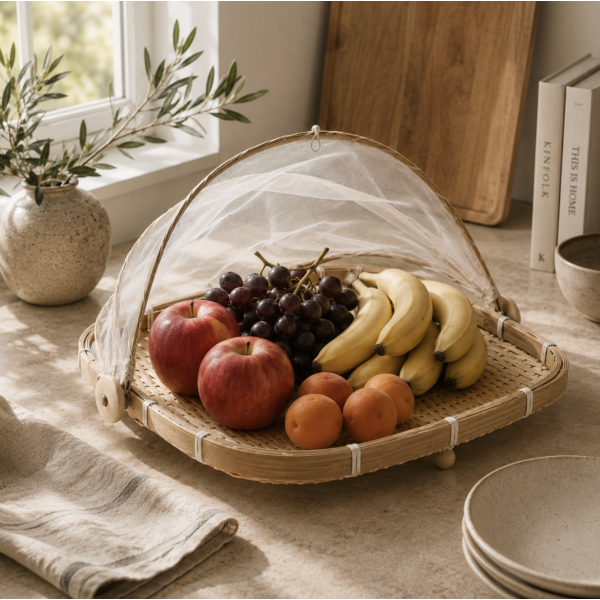 Cesta cubre alimentos tul & bamboo L 33*33 12170