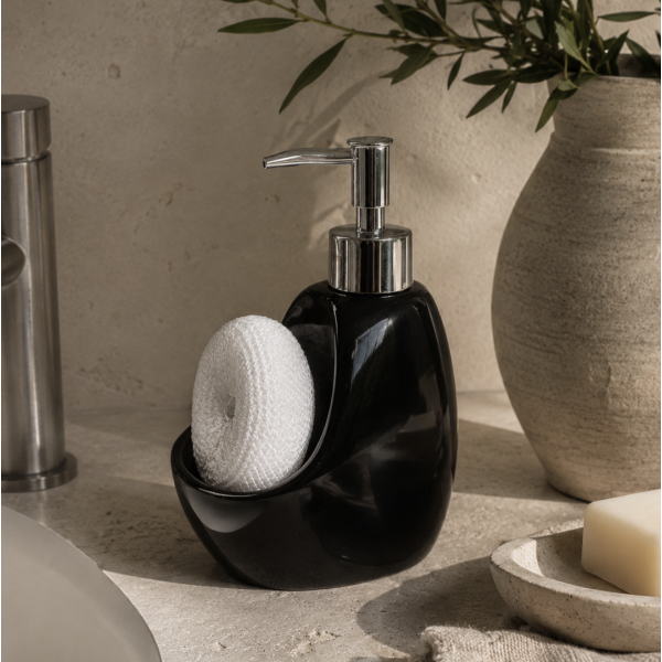 Dispenser oval ceramica negro 9055