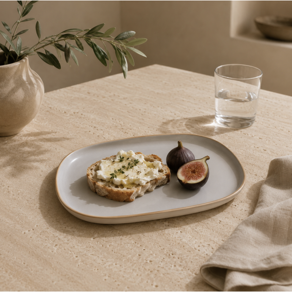 Bandeja gris borde natural 23.5*16.5 1352 PROMO 