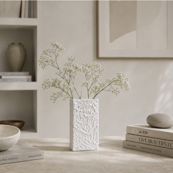 Florero rect ceramica relieve 19.5*11.5 1490/3436