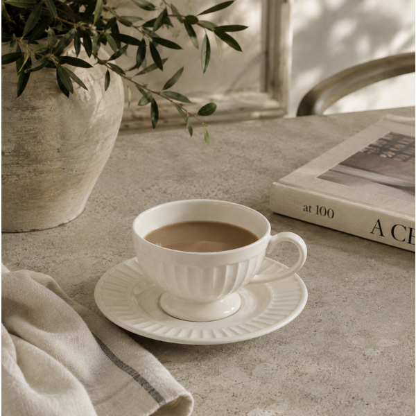 Taza con plato  brillante Drape 180 ml 6d78/0756