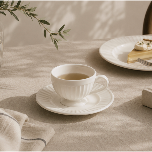 Taza con plato  brillante Drape 120 ml 6d79/0763