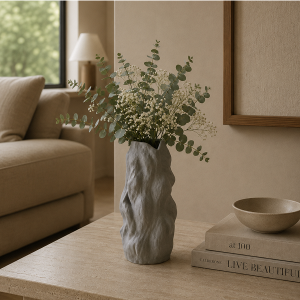 Florero relieve grey 26*11.5 6961