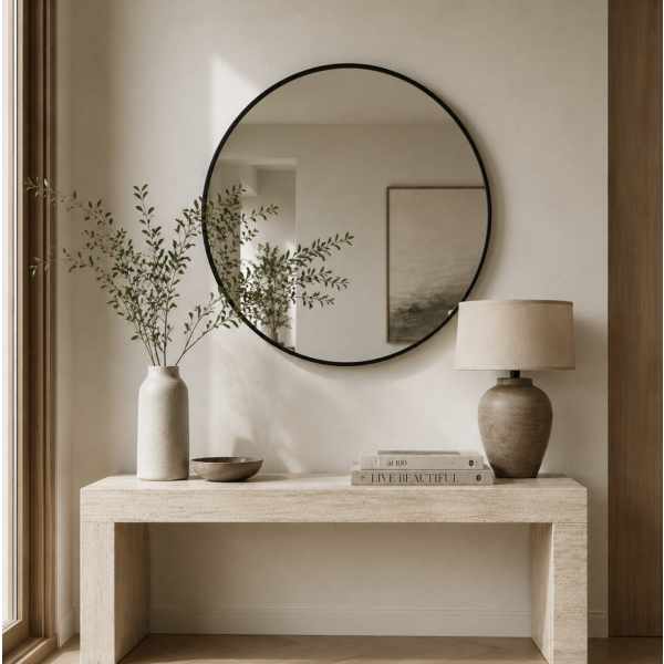 Espejo circular 80' 6380 negro