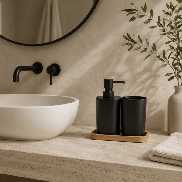 Set baño x3 negro 1070