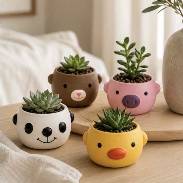Porta maceta ceramica animalitos 8.5*6.5 5209 sin planta