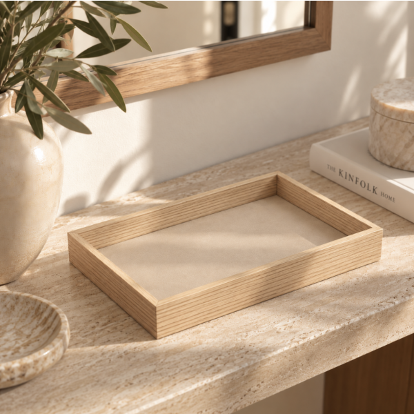 Bandeja de madera 30*20 beige 9320