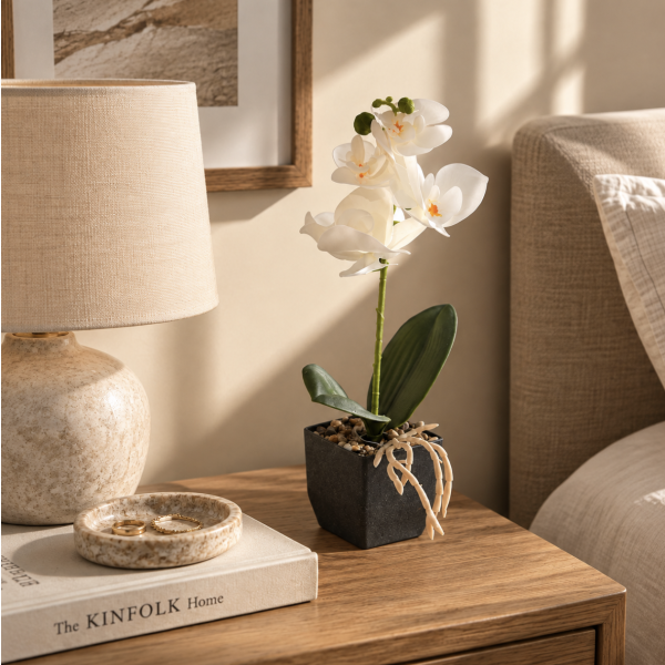 Planta maceta orquidea blanca  6.5*6.5*29 7078