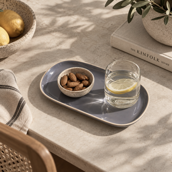 Bandeja ceramica gris borde 23.5*16.5 1498/1400