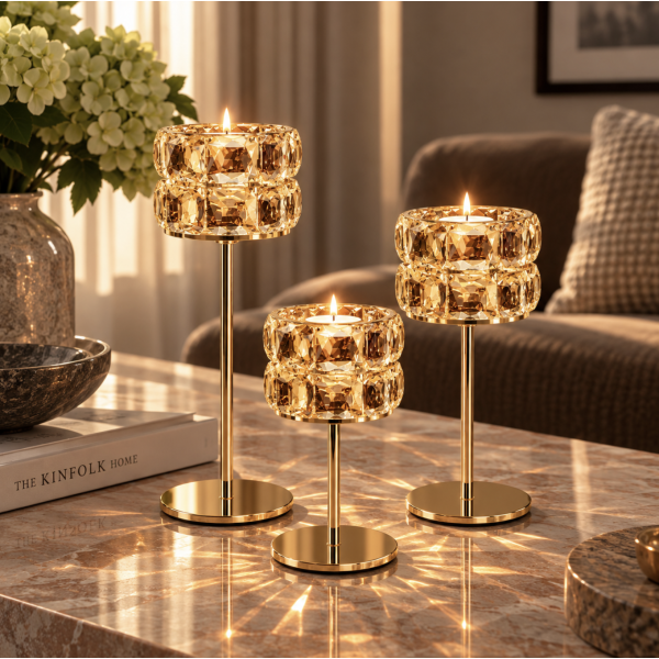 Candelabro vidrio/silver dorado S 17*8 0655