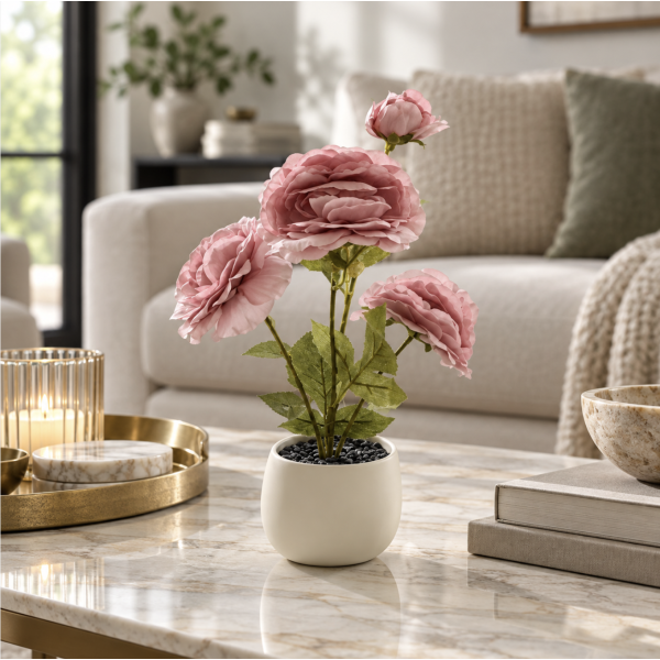 Planta maceta flores ceramica 34' 5280 rosa